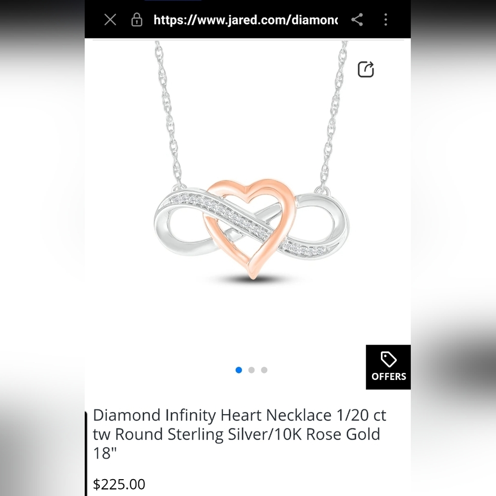 Diamond Infinity Heart Necklace, SILVER & ROSE GOLD,  BNIB